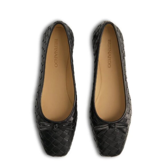 NEW BERNARDO Made In Brazil Leather Gwynn Woven Ballet Flats in black 2510 6M3 - Picture 6 of 11